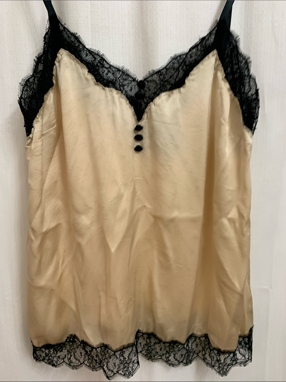 Vintage Derek Lam Silk Camisole Black Lace Trim Made in Italy